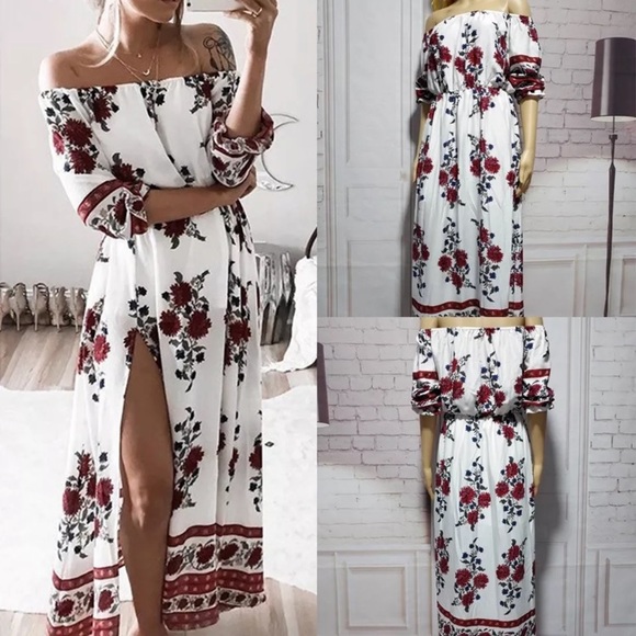 🌹Host Pick🌹Romantic Off Shoulder Leg Spilt Dress - Picture 3 of 3